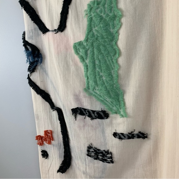 Madewell Large New Fring Abstract Blanket Scarf Ivory Textured NYC Light - Picture 5 of 9